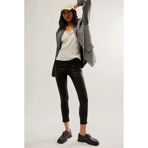 FRAME Jetset Skinny Crop Slit Jeans Noir Coated